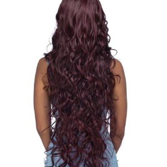 Freepart 13x4  heat friendly lace frontal 34" wig  with curls black w/ highlight - Picture 2 of 2